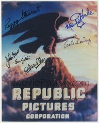 2j1291 REPUBLIC PICTURES signed color 8x10 REPRO still '80s by SIX stars over the studio eagle logo!
