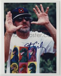 2j1337 STEVEN SPIELBERG signed color 8x10 REPRO still '00s the director on set of Jurassic Park!