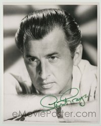 2j1338 STEWART GRANGER signed 8x10 REPRO still '80s super close up resting his chin on his arms!