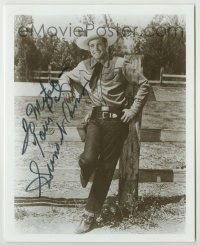 2j1340 SUNSET CARSON signed 8x10 REPRO still '80 great cowboy portrait leaning against a fence!