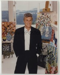 2j1353 TONY CURTIS signed color 8x10 REPRO still '00s great portrait surrounded by his paintings!
