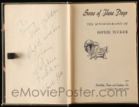 2j0147 SOPHIE TUCKER signed hardcover book '45 the comedienne's autobiography Some of These Days!