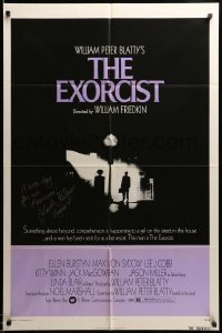 2j0153 EXORCIST signed 1sh '74 by Linda Blair, William Friedkin horror classic, William Peter Blatty