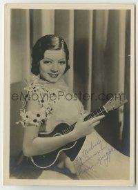 2j0189 FRANCES LANGFORD signed 5x7 fan photo '30s close up of the beautiful actress with ukulele!