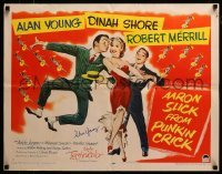 2j0713 AARON SLICK FROM PUNKIN CRICK signed A 1/2sh '52 by Alan Young, art w/ Dinah Shore & Merrill!