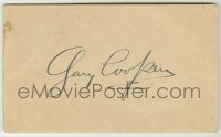 2j0760 GARY COOPER signed 3x5 index card '50s can be framed & displayed with a repro still!