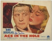2j0249 ACE IN THE HOLE signed LC #8 '51 by Jan Sterling, who's c/u with Kirk Douglas, Billy Wilder