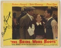 2j0277 BRIDE WORE BOOTS signed LC '46 by Barbara Stanwyck, between Robert Cummings & Patric Knowles!