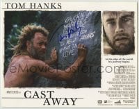 2j0282 CAST AWAY signed LC '00 by Tom Hanks, who's stranded alone on a desert island,Robert Zemeckis