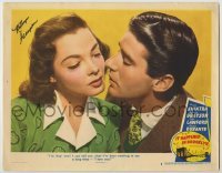 2j0327 IT HAPPENED IN BROOKLYN signed LC #8 '47 by Kathryn Grayson who's about to kiss Peter Lawford