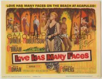 2j0230 LOVE HAS MANY FACES signed TC '65 by Hugh O'Brian, great art with sexy smoking Lana Turner!