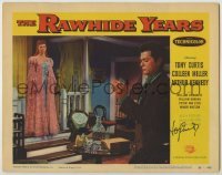 2j0370 RAWHIDE YEARS signed LC #4 '55 by Tony Curtis, who's with sexy Colleen Miller in nightgown!