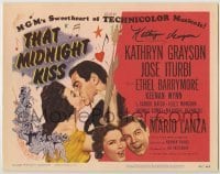 2j0243 THAT MIDNIGHT KISS signed TC '49 by Kathryn Grayson, who's with Mario Lanza & Jose Iturbi!