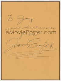 2j0033 JOAN CRAWFORD signed note card '50s wishing the best to one of her fans!