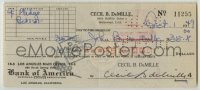2j0061 CECIL B. DEMILLE signed 3x7 canceled check '49 he paid $35 to his adopted son John B. DeMille