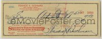 2j0062 FRANCIS X BUSHMAN signed 3x8 canceled check '51 he paid $7.50 to the Screen Actors Guild!