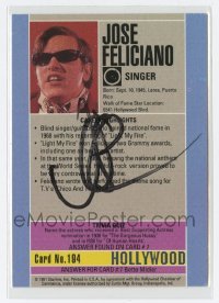 2j0881 JOSE FELICIANO signed 3x4 trading card #194 '91 the Puerto Rican Feliz Navidad singer!