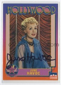 2j0888 JUNE HAVOC signed 3x4 trading card #113 '91 great portrait of the pretty actress!