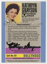 2j0890 KATHRYN GRAYSON signed trading card '91 from the Hollywood Walk of Fame set by Starline!
