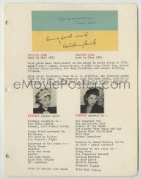 2j0082 LILLIAN GISH/DOROTHY GISH signed 9x11 scrapbook page '40s the legendary sister actresses!