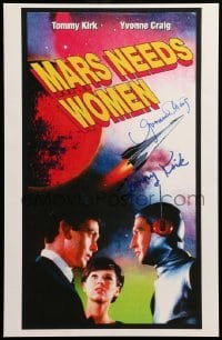 2j0722 MARS NEEDS WOMEN signed 11x17 REPRO poster '00 by BOTH Tommy Kirk AND Yvonne Craig!