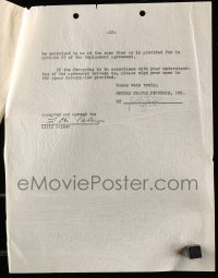 2j0053 LILLI PALMER signed 9x11 contract '48 hired to appear in the stage play Emperor of China!