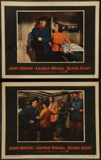 2k763 BLOOD ALLEY 2 LCs '55 cool images of John Wayne with Lauren Bacall, one w/ Mike Mazurki!