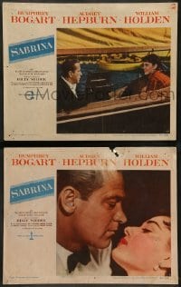 2k937 SABRINA 2 LCs '54 great images of Humphrey Bogart, Audrey Hepburn and William Holden!