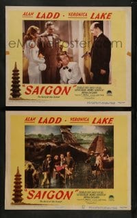 2k938 SAIGON 2 LCs '48 images of Alan Ladd & sexy Veronica Lake in WWII Vietnam!