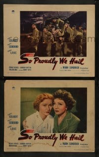 2k950 SO PROUDLY WE HAIL 2 LCs '43 close up of Claudette Colbert & Veronica Lake looking sad!