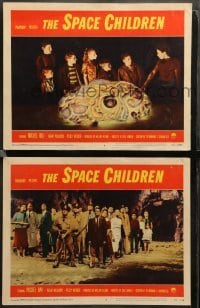 2k953 SPACE CHILDREN 2 LCs '58 the giant alien brain, cool art scene and cast portaits!