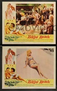 2k353 BIKINI BEACH 7 LCs '64 Frankie Avalon, sexy Martha Hyer & dragsters, Don Rickles!