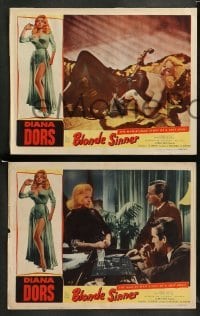 2k523 BLONDE SINNER 4 LCs '56 great super sexy images of Diana Dors, she's in every card, some c/u!