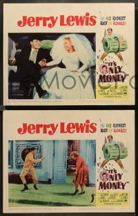 2k670 IT'S ONLY MONEY 3 LCs '62 wacky private eye Jerry Lewis, cool border art!