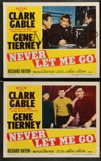 2k693 NEVER LET ME GO 3 LCs '53 Delmer Daves, cool images of Clark Gable & sexy Gene Tierney!