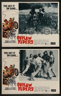 2k244 OUTLAW RIDERS 8 LCs '71 great border art of wacky bikers, tough as leather, harder than steel