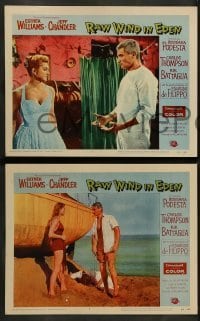 2k707 RAW WIND IN EDEN 3 LCs '58 sexy Esther Williams, Jeff Chandler, two great beach scenes!