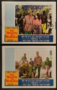 2k383 ROOTS OF HEAVEN 7 LCs '58 directed by John Huston, Errol Flynn & Trevor Howard in Africa!