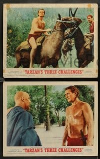 2k392 TARZAN'S THREE CHALLENGES 7 LCs '63 Edgar Rice Burroughs, Jock Mahoney in loincloth!