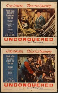 2k608 UNCONQUERED 4 LCs R55 directed by Cecil B. DeMille, Gary Cooper, Paulette Goddard!