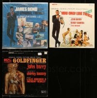 2m115 LOT OF 3 JAMES BOND 33 1/3 RPM MOVIE SOUNDTRACK RECORDS '60s-80s Goldfinger & more!