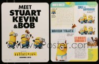 2m037 LOT OF 7 MINIONS PROMO CARDS '15 Meet Start, Kevin & Bob, cool games on the back!