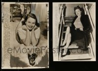 2m449 LOT OF 2 LOIS ANDREWS NEWS PHOTOS '40s-50s laying on polar bear rug & sitting on stairs!