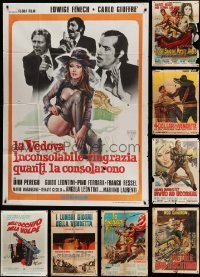2m071 LOT OF 10 FOLDED ITALIAN ONE-PANELS '60s-70s spaghetti western, sexploitation + more!