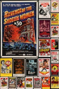 2m254 LOT OF 55 FOLDED KUNG FU ONE-SHEETS '60s-80s great images from martial arts movies!