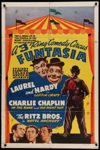 2p011 3 RING COMEDY CIRCUS FUNTASIA 1sh '40s Laurel & Hardy, Charlie Chaplin, Ritz Bros. different