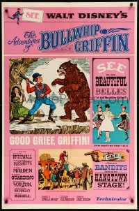 2p021 ADVENTURES OF BULLWHIP GRIFFIN style B 1sh '66 Disney, man fights bear with umbrella!