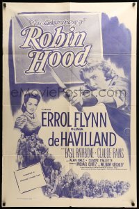 2p022 ADVENTURES OF ROBIN HOOD 1sh R56 Errol Flynn, Olivia De Havilland, adventure classic!
