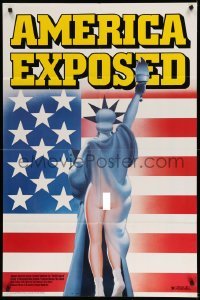 2p039 AMERICA EXPOSED 1sh '90 Romano Vanderbes, wacky art of partially naked Statue of Liberty!
