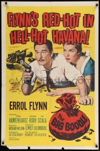 2p091 BIG BOODLE 1sh '57 Errol Flynn red-hot in Havana Cuba with sexy Rossana Rory!